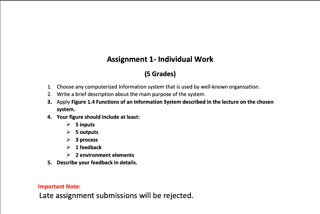 Assignment 1- Individual Work (5 Grades) 1.