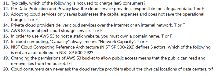 For question 11 the multiple choice options are: