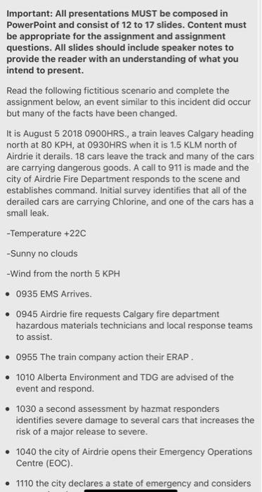 Important: All presentations MUST be composed in