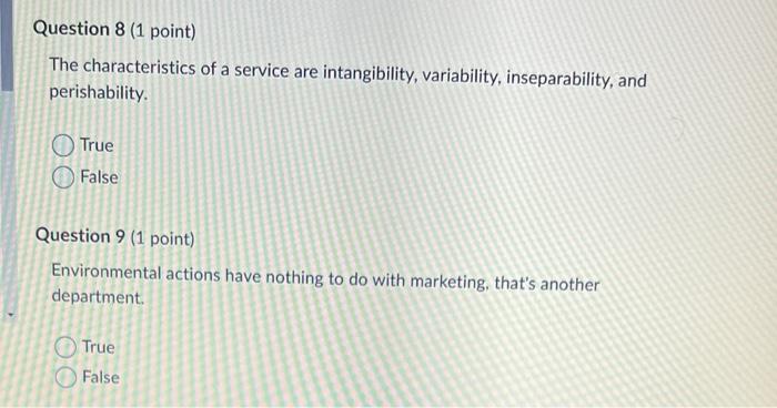 answer all plz The characteristics of a service