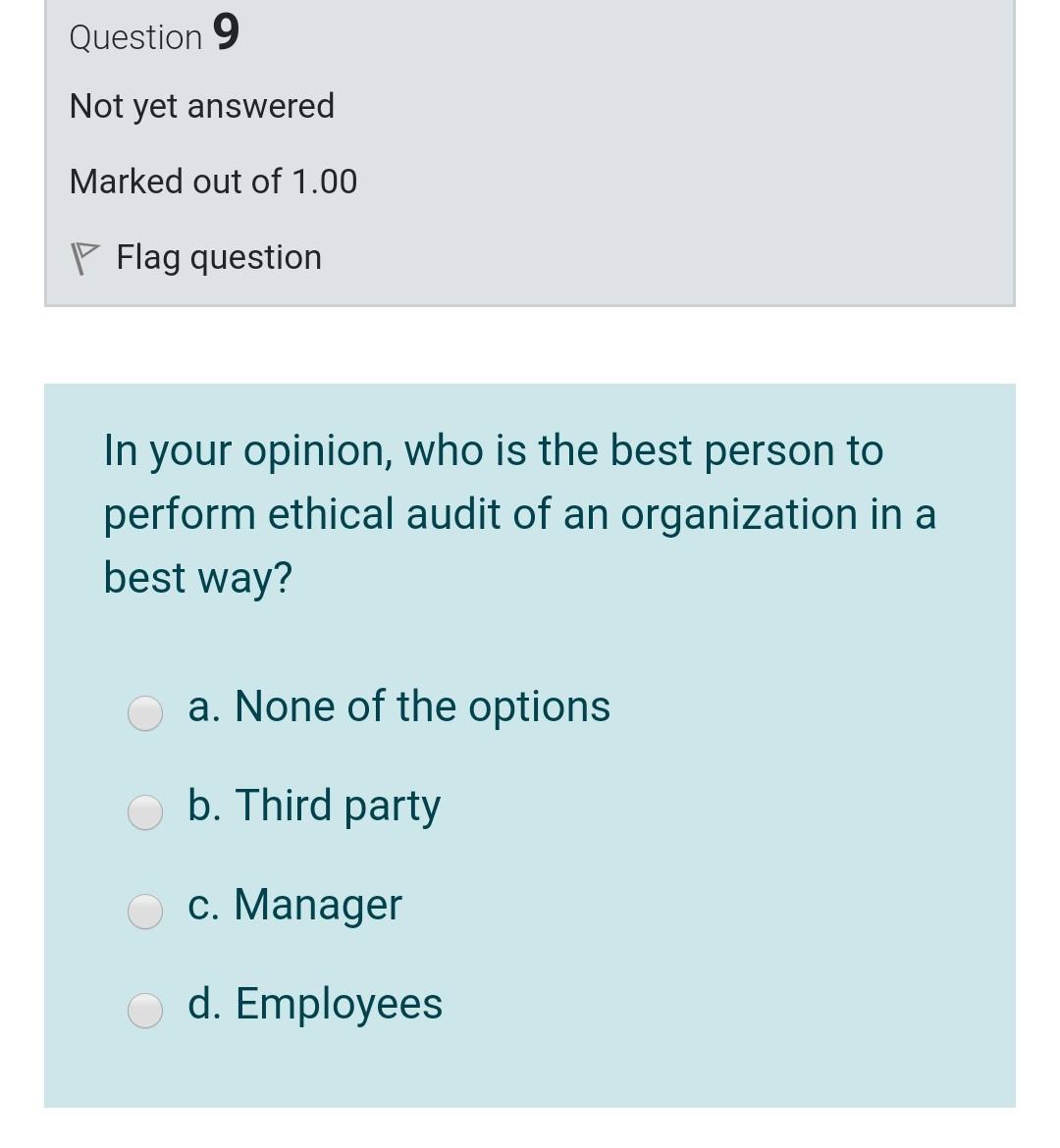 Question 9 Not yet answered Marked out of 1.00