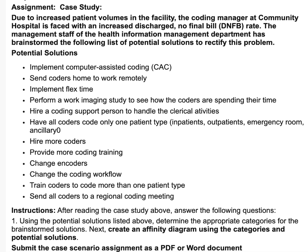 Assignment: Case Study: Due to increased patient