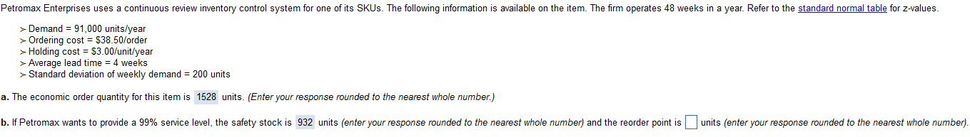 > Demand =91,000 units/year > Ordering cost