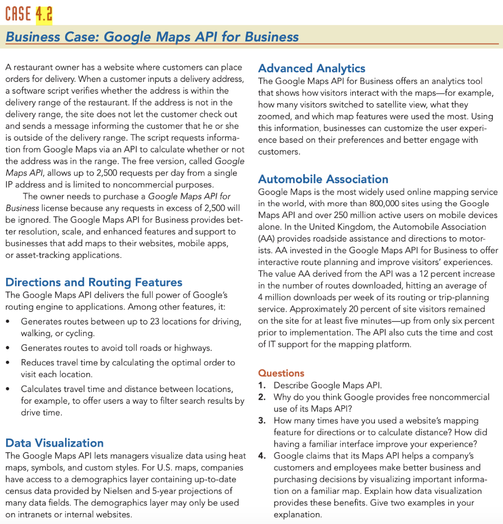 Please just answer question 3 CASE 4.2 Business