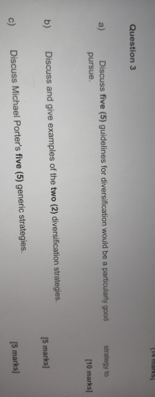 Question 3 a) strategy to Discuss five (5)