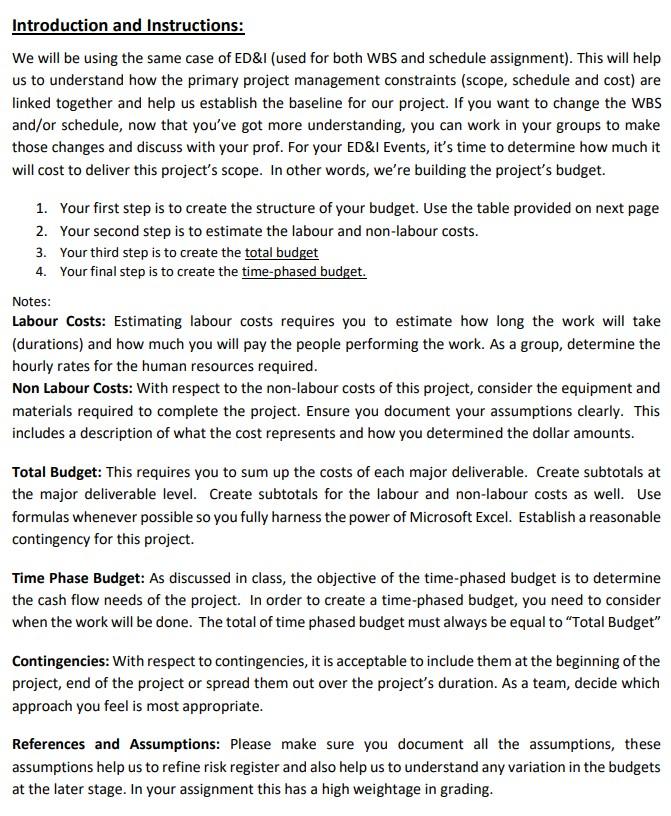 Introduction and Instructions: We will be using