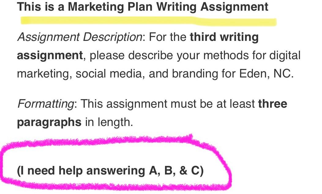 This is a Marketing Plan Writing Assignment