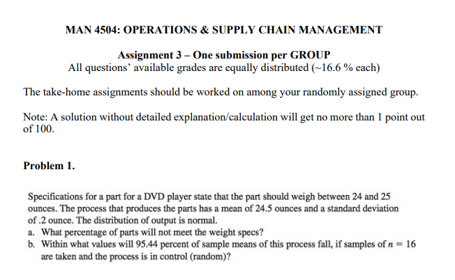 MAN 4504: OPERATIONS & SUPPLY CHAIN MANAGEMENT