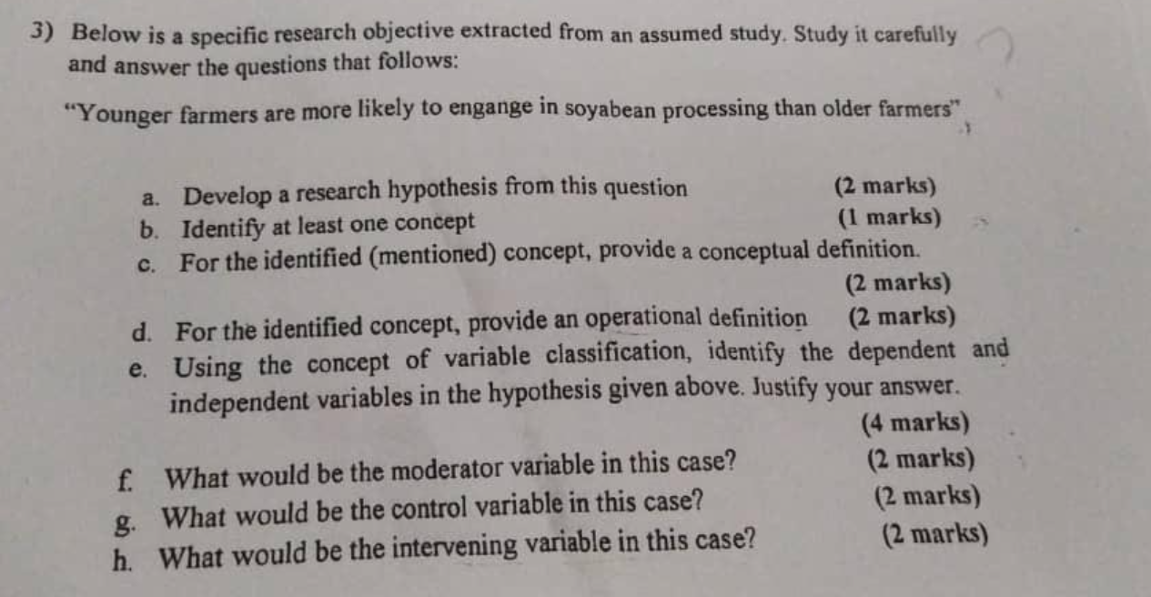 3) Below is a specific research objective
