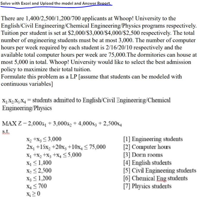 Please show steps for setting up the answer