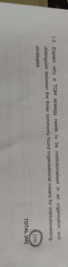 1.3 Explain why a TOM strategy needs to be