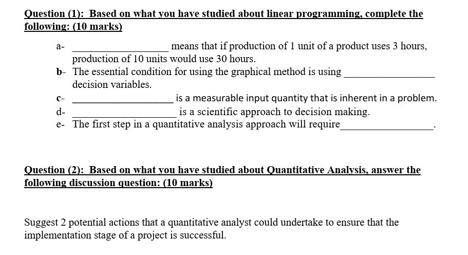 Question (2): Based on what you have studied