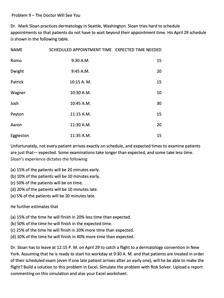 Anything helps! Problem 9 - The Doctor Will See