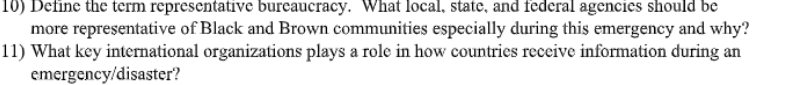 10) Define the term representative bureaucracy.