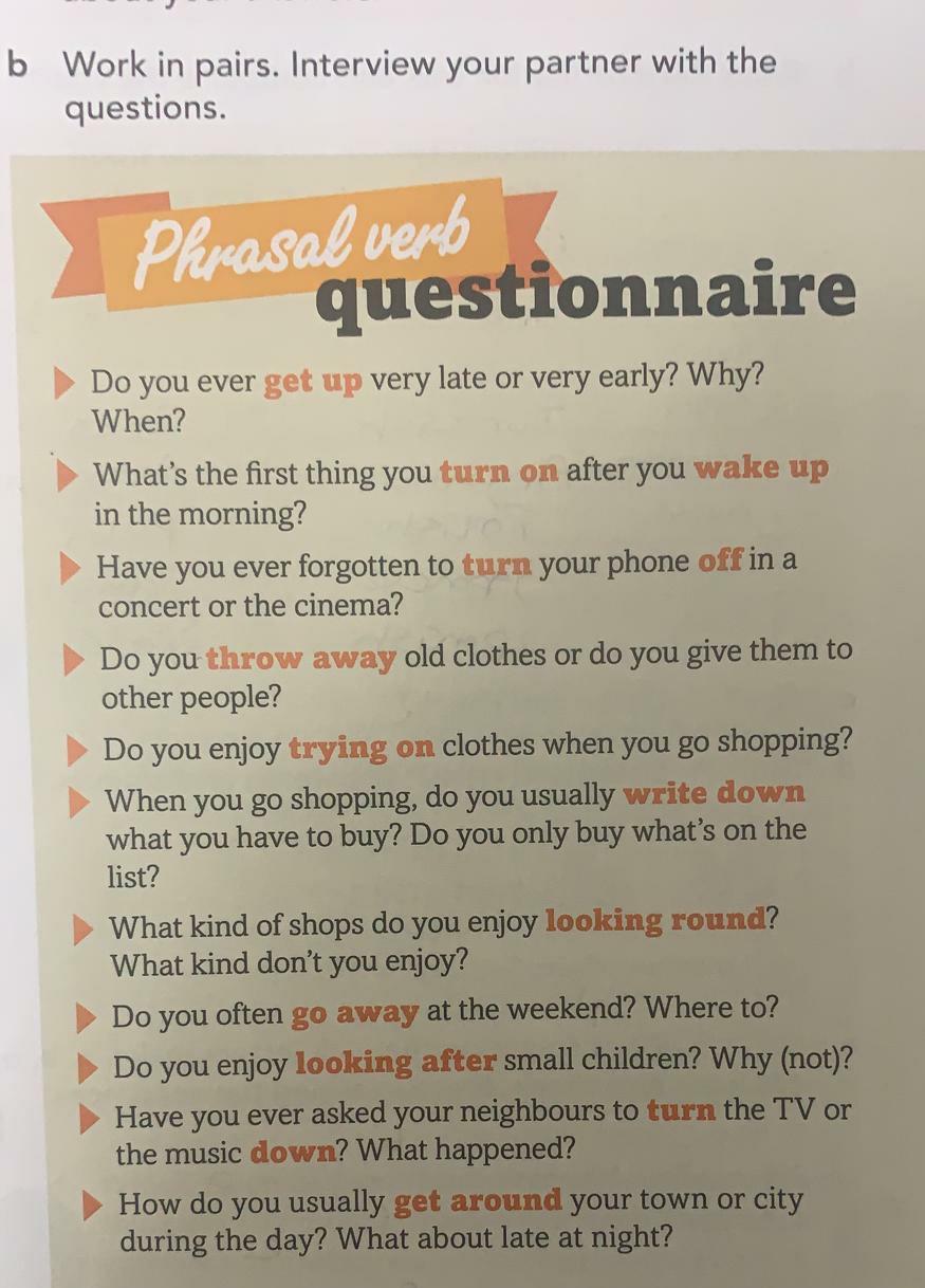 please answer it b Work in pairs. Interview your