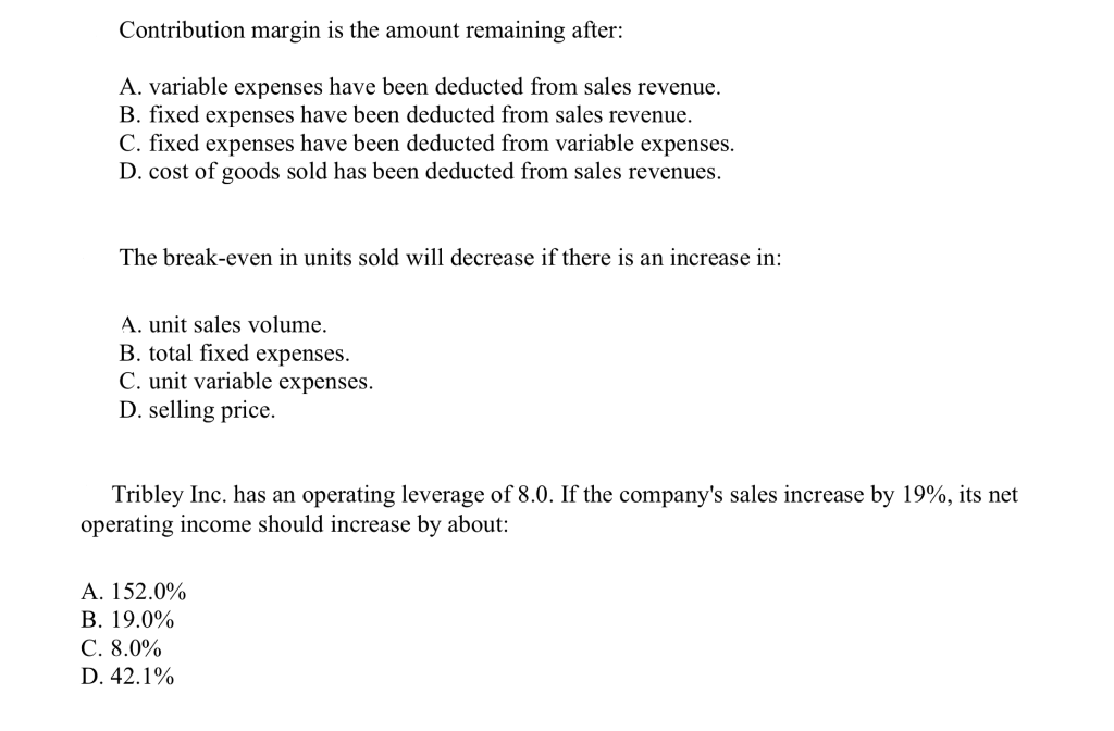 Managerial accounting Multiple Choice Questions