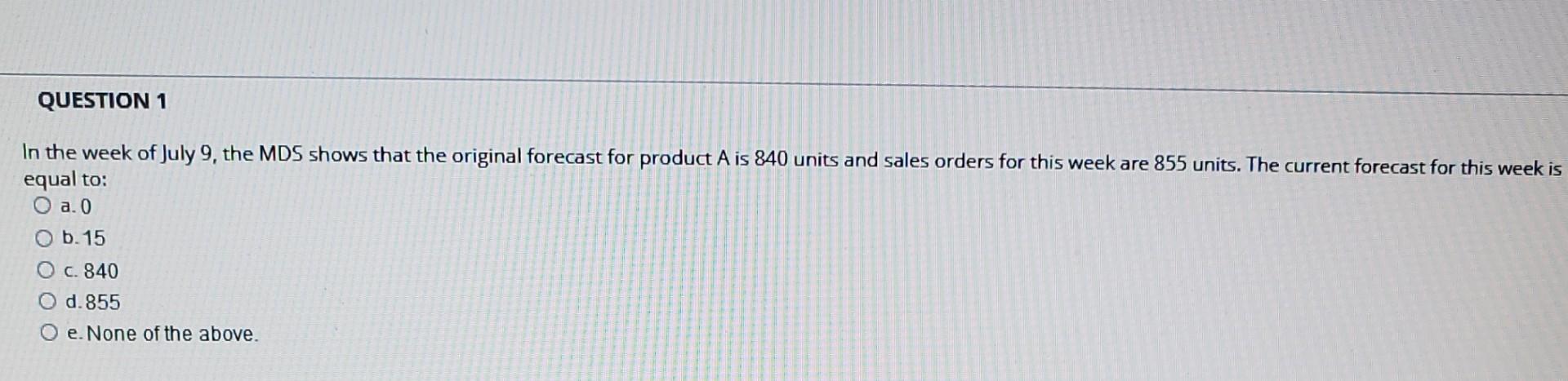 In the week of July 9, the MDS shows that the