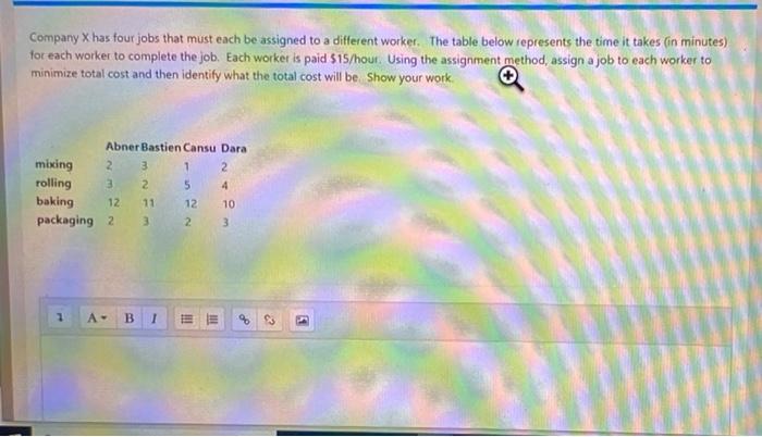 Company X has four jobs that must each be