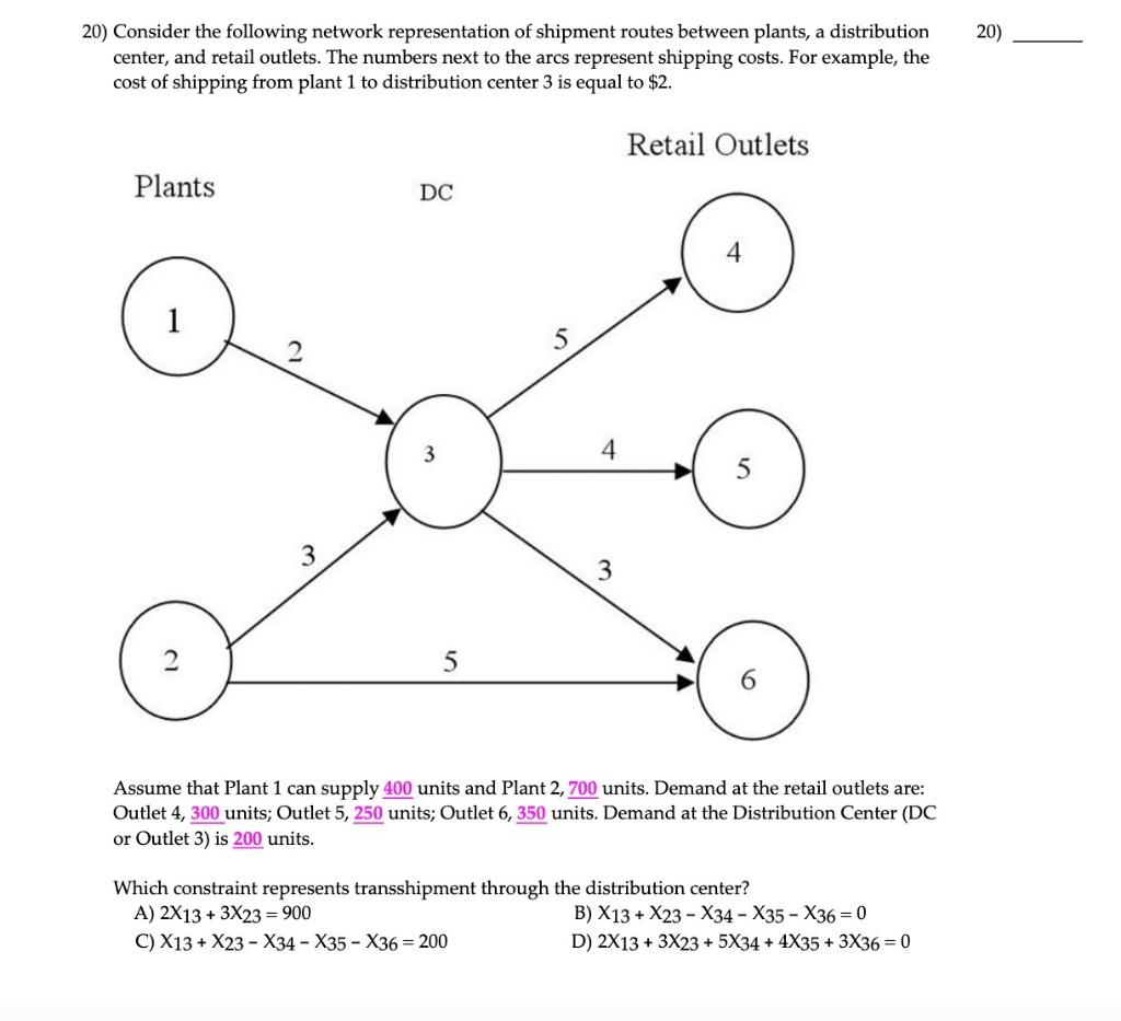 10) Consider the following network representation
