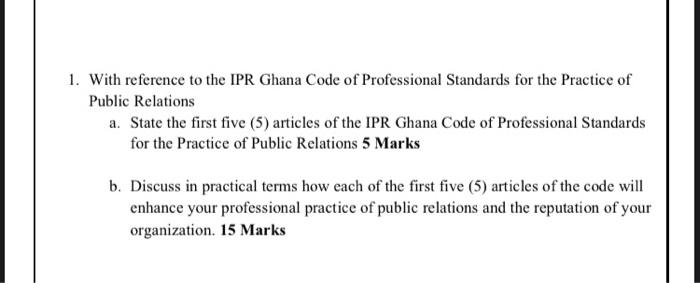 1. With reference to the IPR Ghana Code of