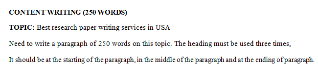 CONTENT WRITING (250 WORDS) TOPIC: Best research