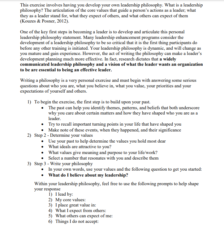 This exercise involves having you develop your