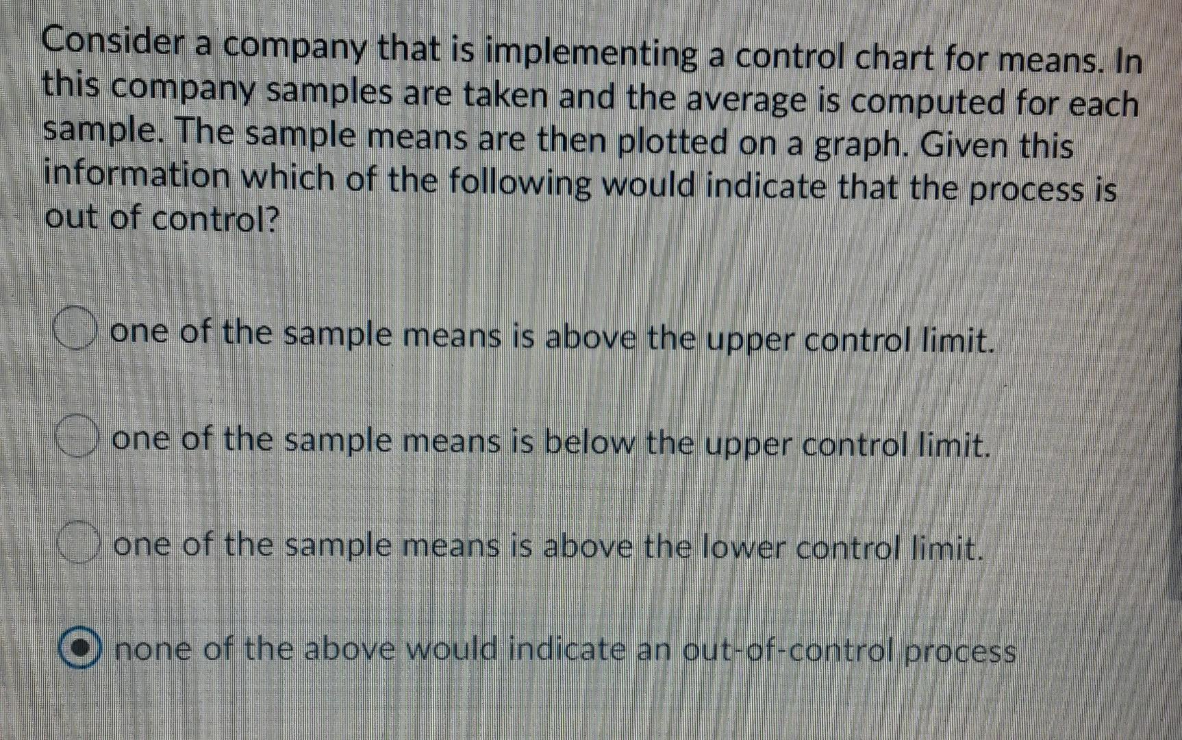 Consider a company that is implementing a control