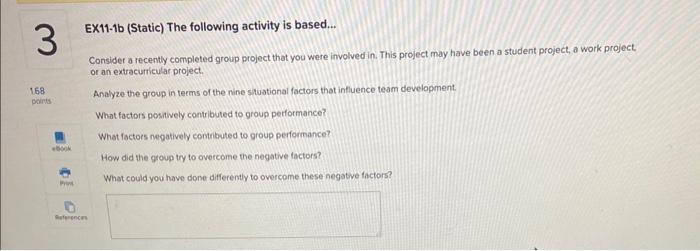 EX11-1b (Static) The following activity is
