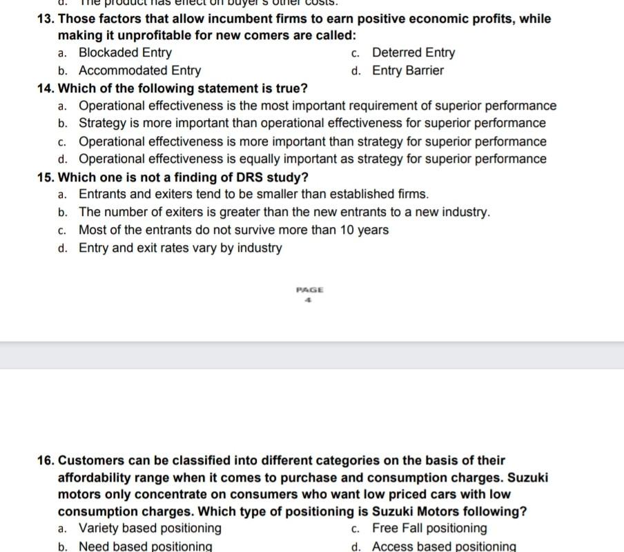 answer these mcqs with reason 13. Those factors