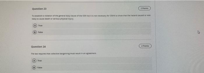 23, 24 the Felse Question 24 True False the Felse