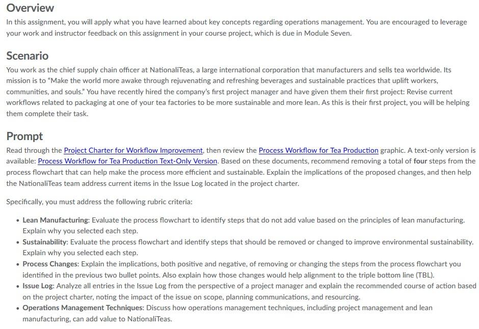 Overview In this assignment, you will apply what