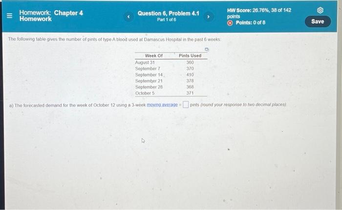 QUESTION 6. PART 1-6. a) the forecasted demand