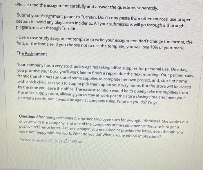 -Please read the assignment carefully and answer