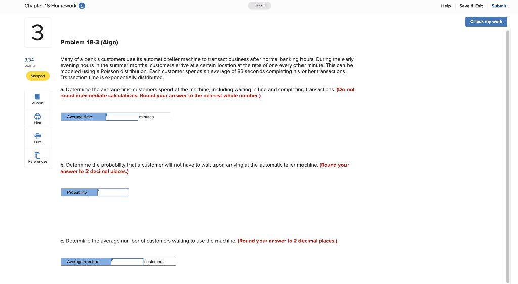 Chapter 18 Homework i Help Save & Exit Submit