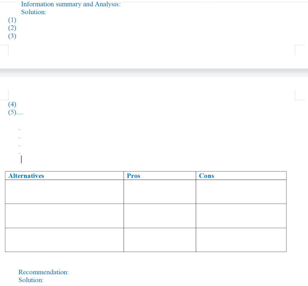 Use our case analysis format to analyze the