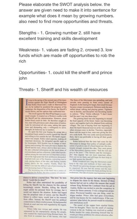 please see case study for answering the SWOT