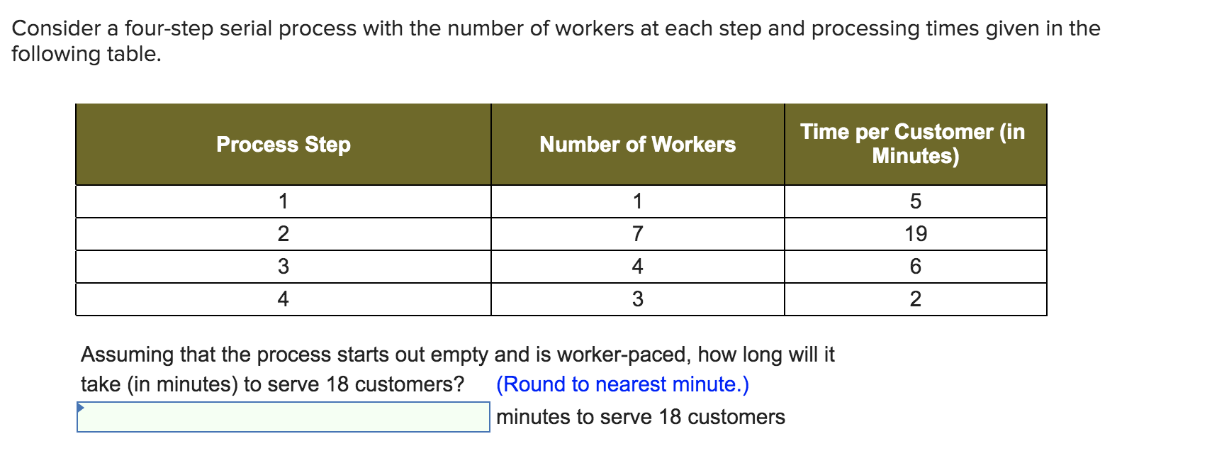 Consider a four-step serial process with the