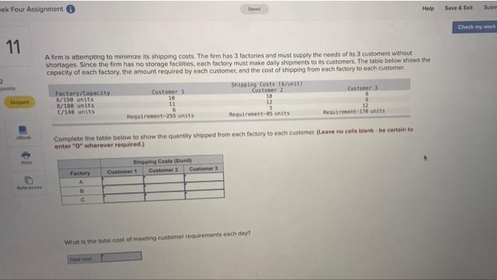 ek Four Assignment 11 Saved Help A firm is