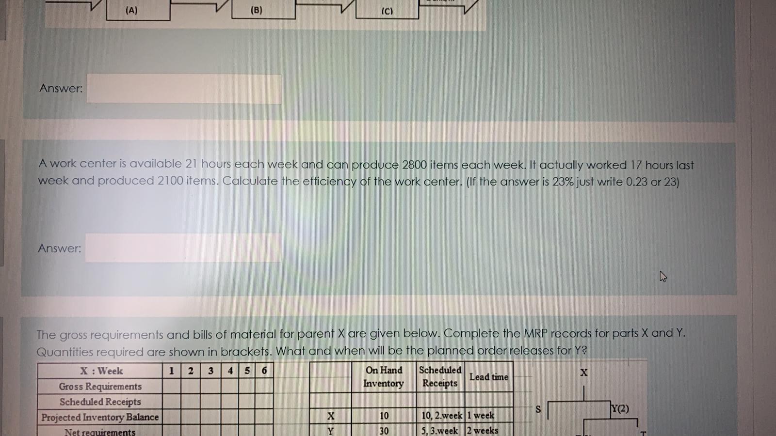 (A) (B) (c) Answer: A work center is available 21
