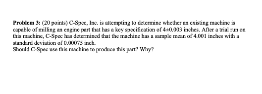 Problem 3: (20 points) C-Spec, Inc. is attempting
