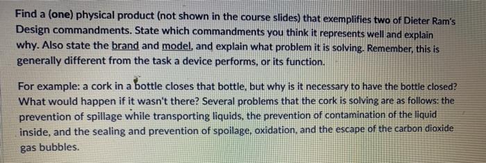 Find a (one) physical product (not shown in the