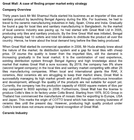 Please kindly explain elaborately. Great Wall: A