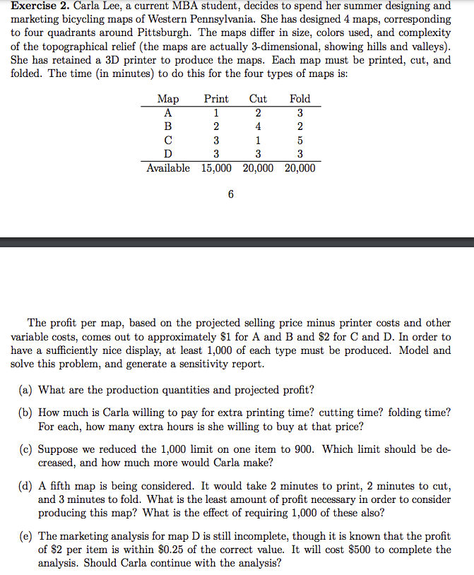 Exercise 2. Carla Lee, a current MBA student,
