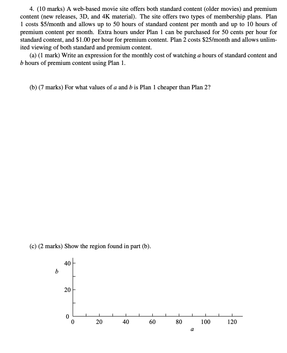 4. (10 marks) A web-based movie site offers both