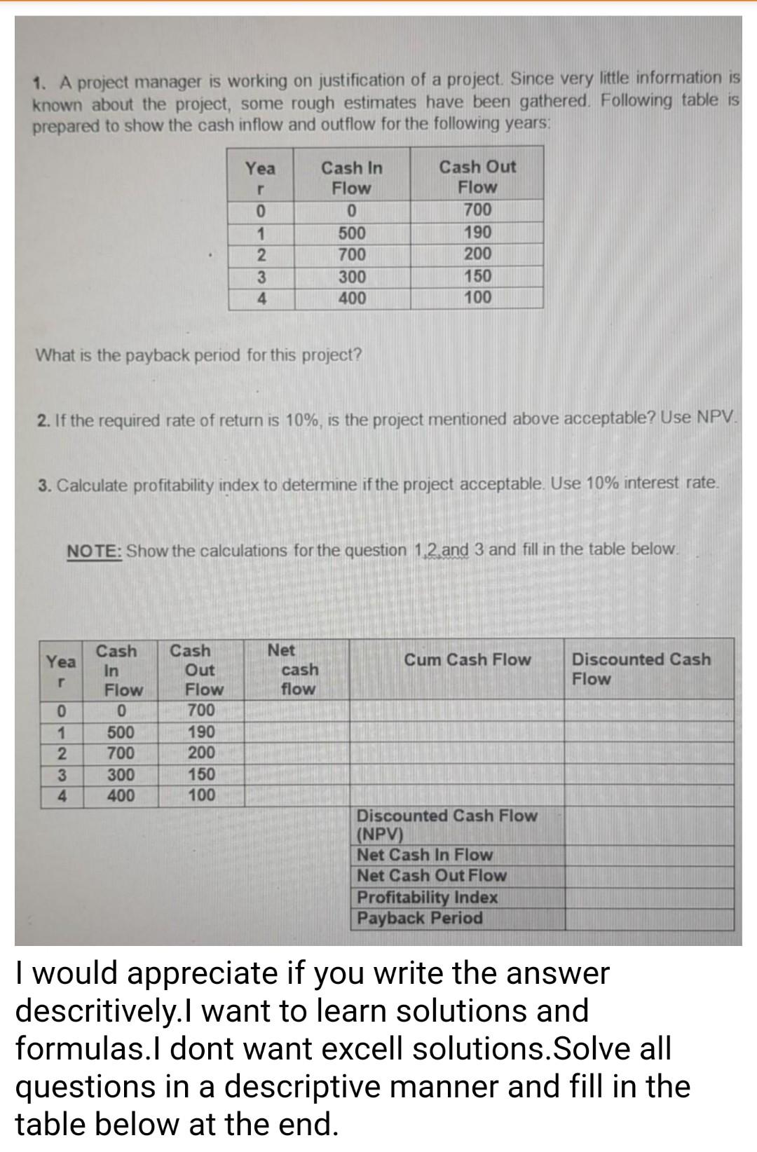 1. A project manager is working on justification