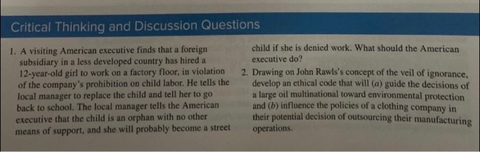 Critical Thinking and Discussion Questions 1. A