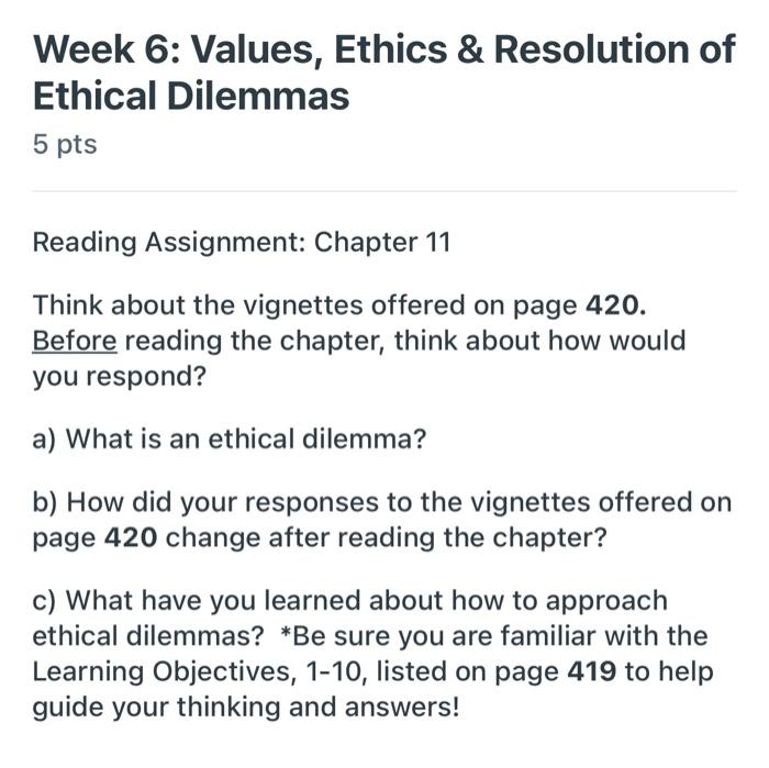 Reading Assignment: Chapter 11 Think about the