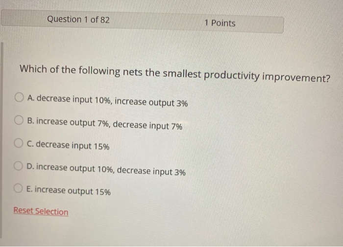 Question 1 of 82 1 Points Which of the following