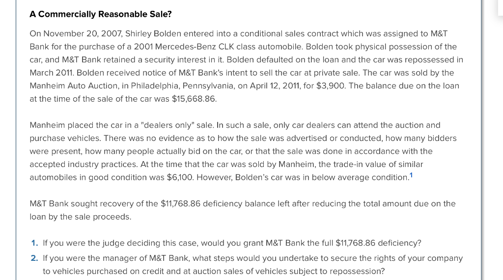 A Commercially Reasonable Sale? On November 20,