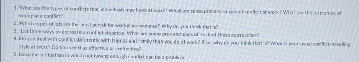 1. What are the types of conflicts that